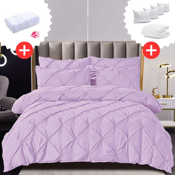 Pachet Promo Lenjerie de pat bumbac finet deluxe + Set 5 prosoape 100% Bumbac + Pilota + 4 Perne | 9219