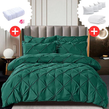 Pachet Promo Lenjerie de pat bumbac finet deluxe + Set 5 prosoape 100% Bumbac + Pilota + 4 Perne | 9221