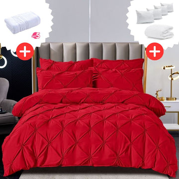 Pachet Promo Lenjerie de pat bumbac finet deluxe + Set 5 prosoape 100% Bumbac + Pilota + 4 Perne | 9223