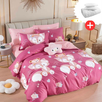 Pachet promo lenjerie de pat bumbac finet 6 piese + Pilota + 2 Perne | 13171-J