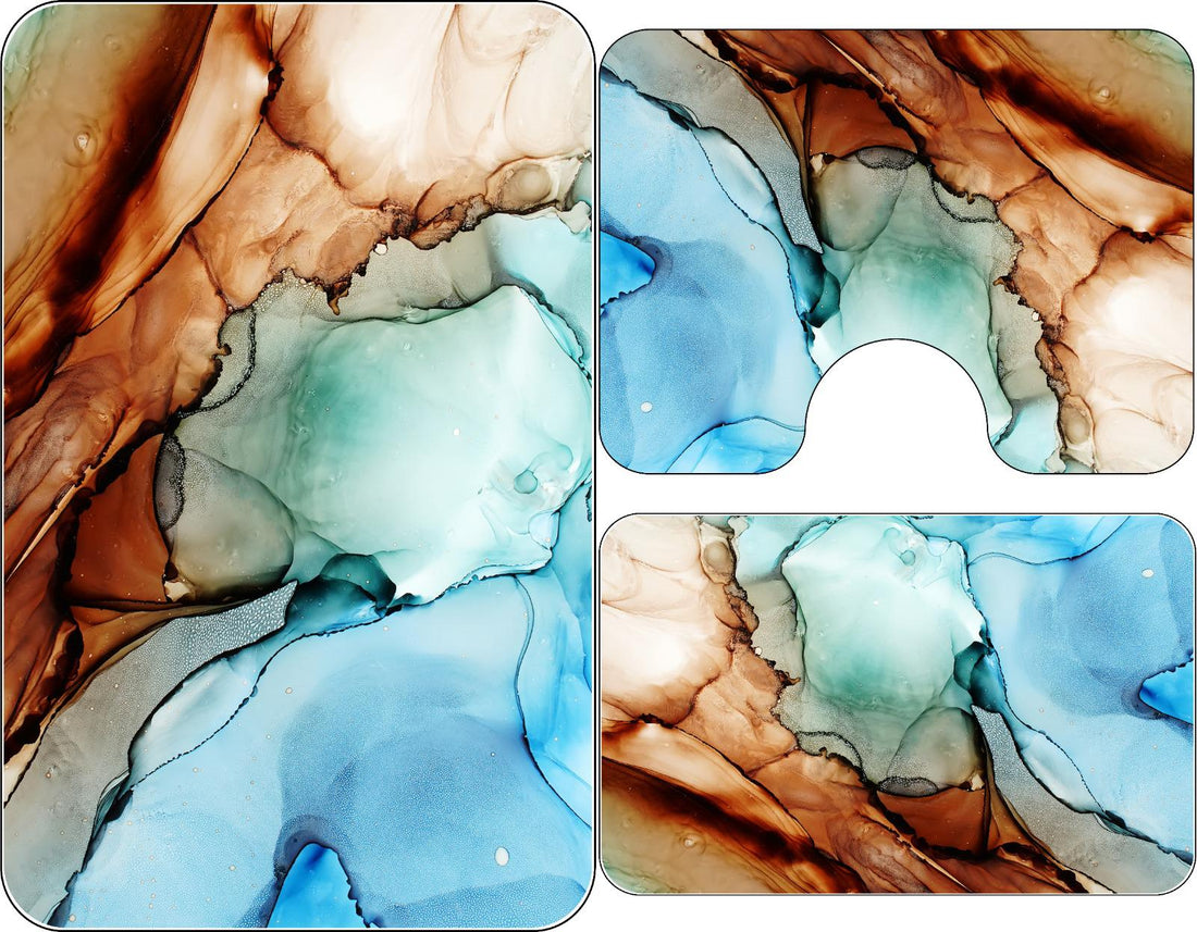 Covorase de baie, 3 piese, 3D, Antiderapante | 6711