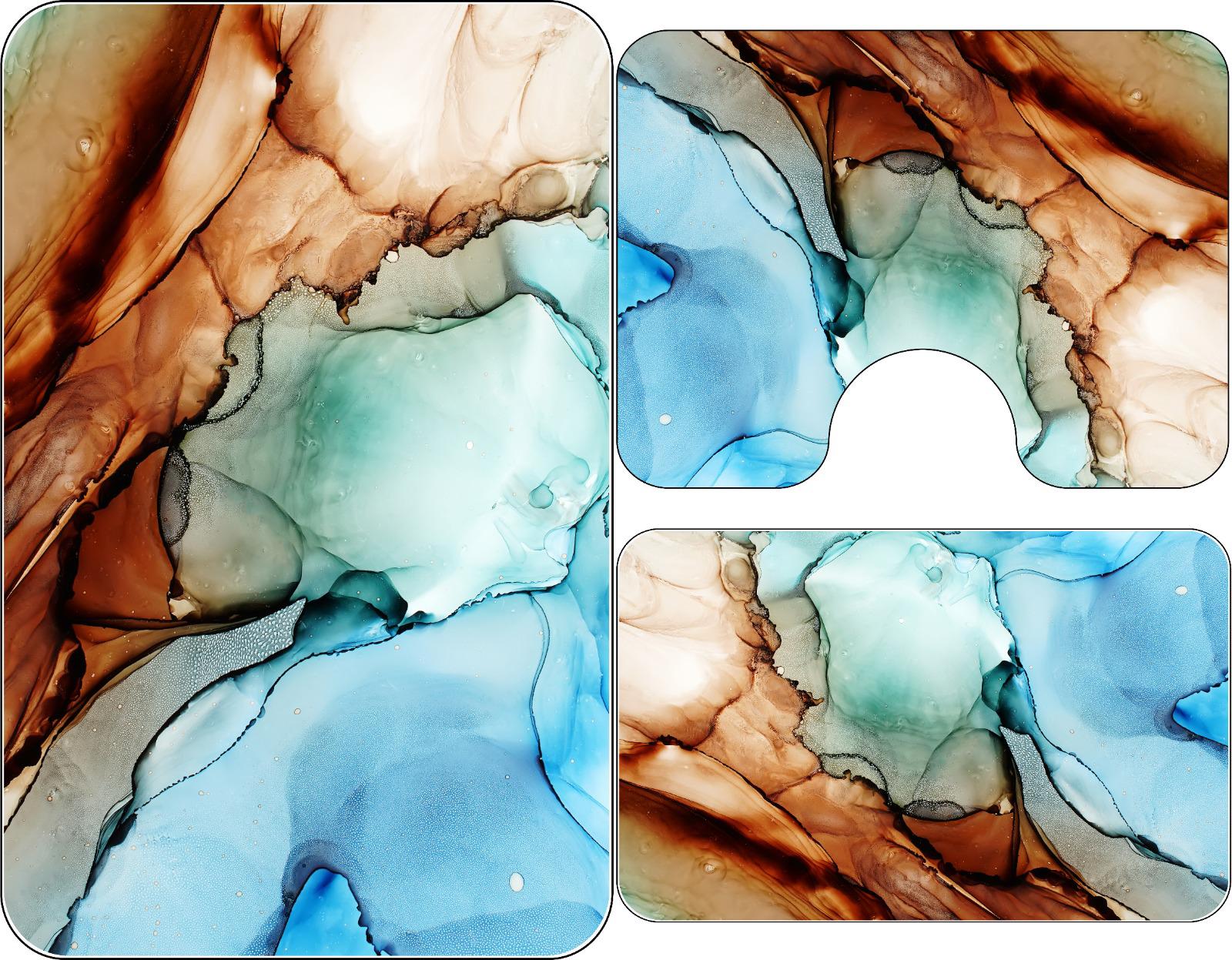 Covorase de baie, 3 piese, 3D, Antiderapante | 6711