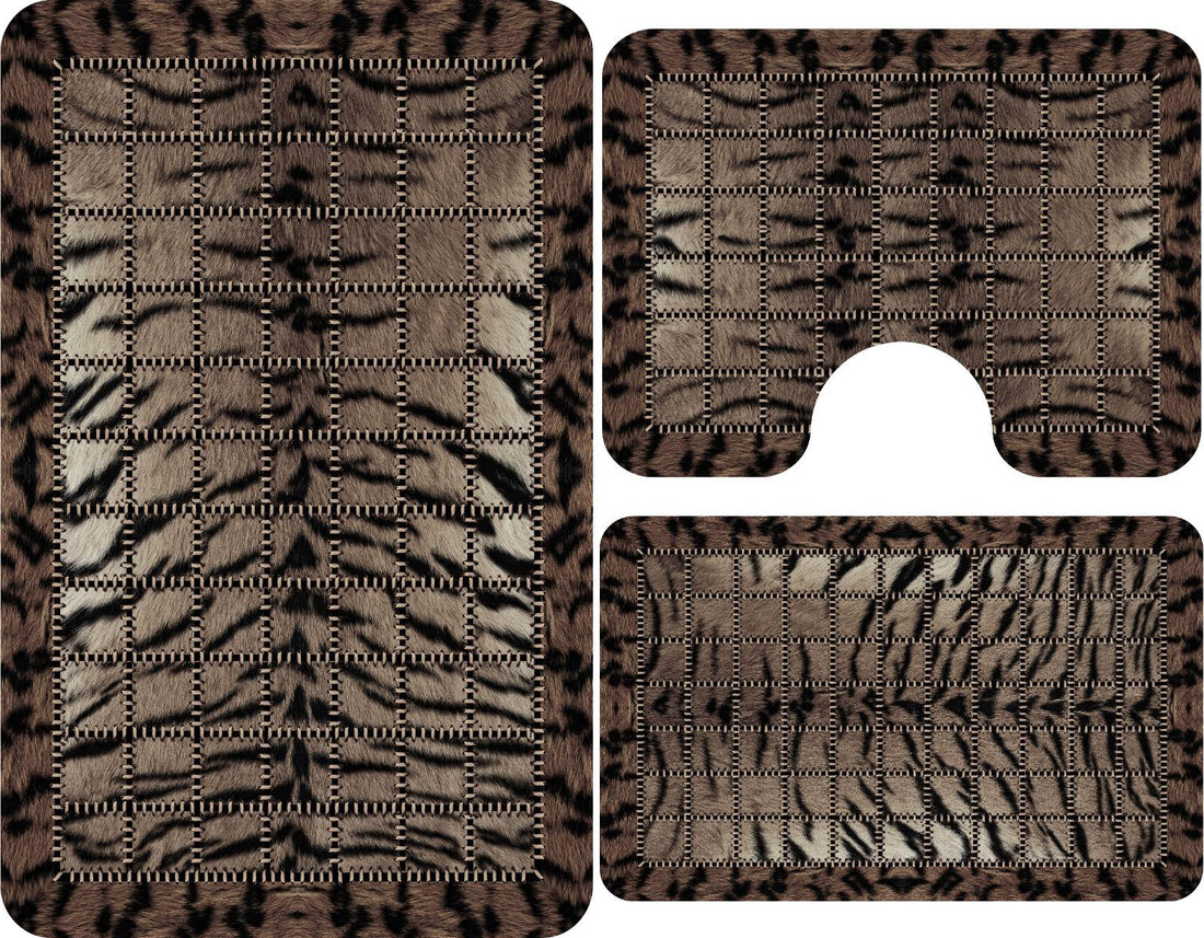 Covorase de baie, 3 piese, 3D, Antiderapante | 6708