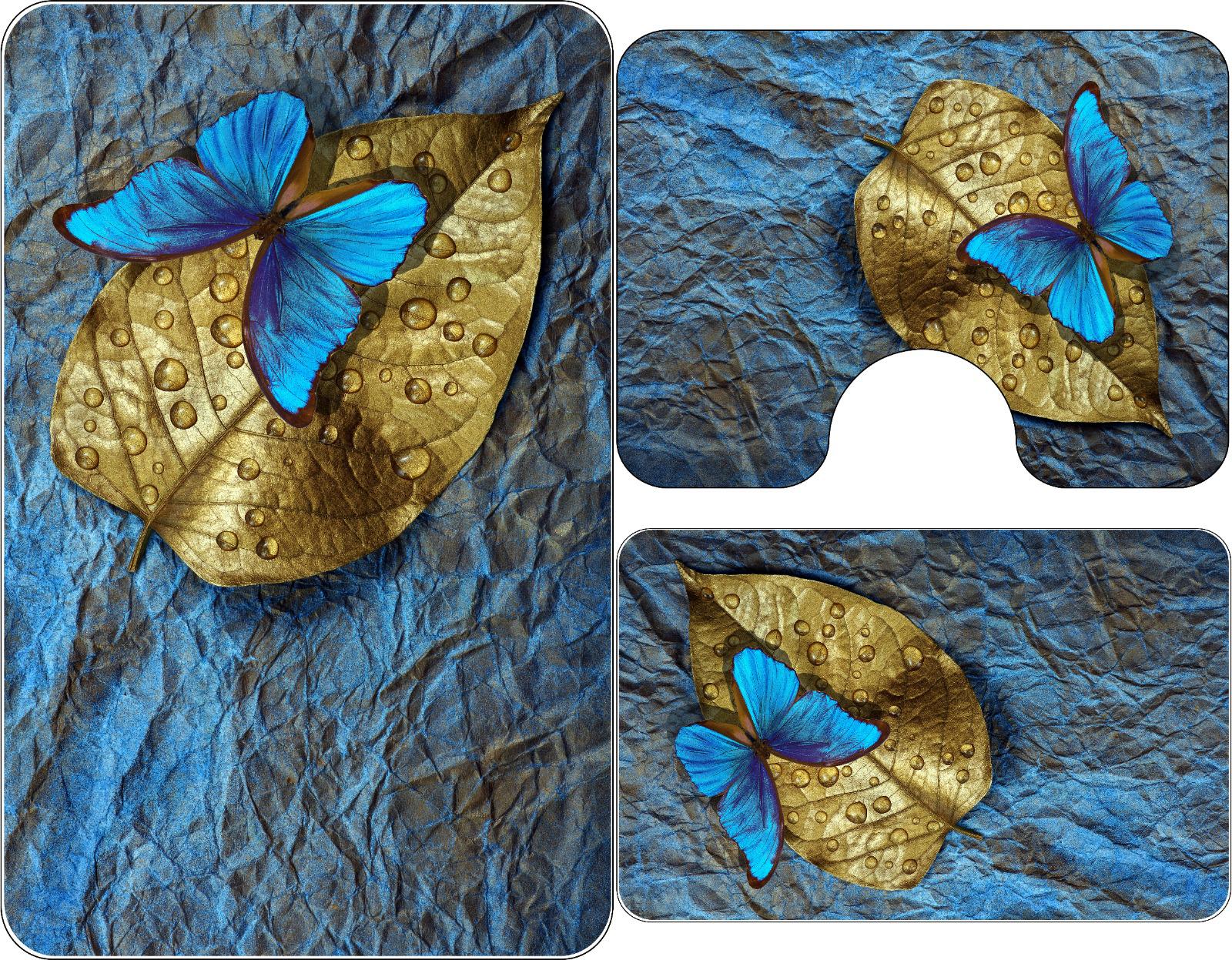 Covorase de baie, 3 piese, 3D, Antiderapante | 6714