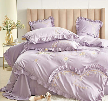 Lenjerie de pat bumbac Brodat Deluxe - 4 piese | 7105-VH