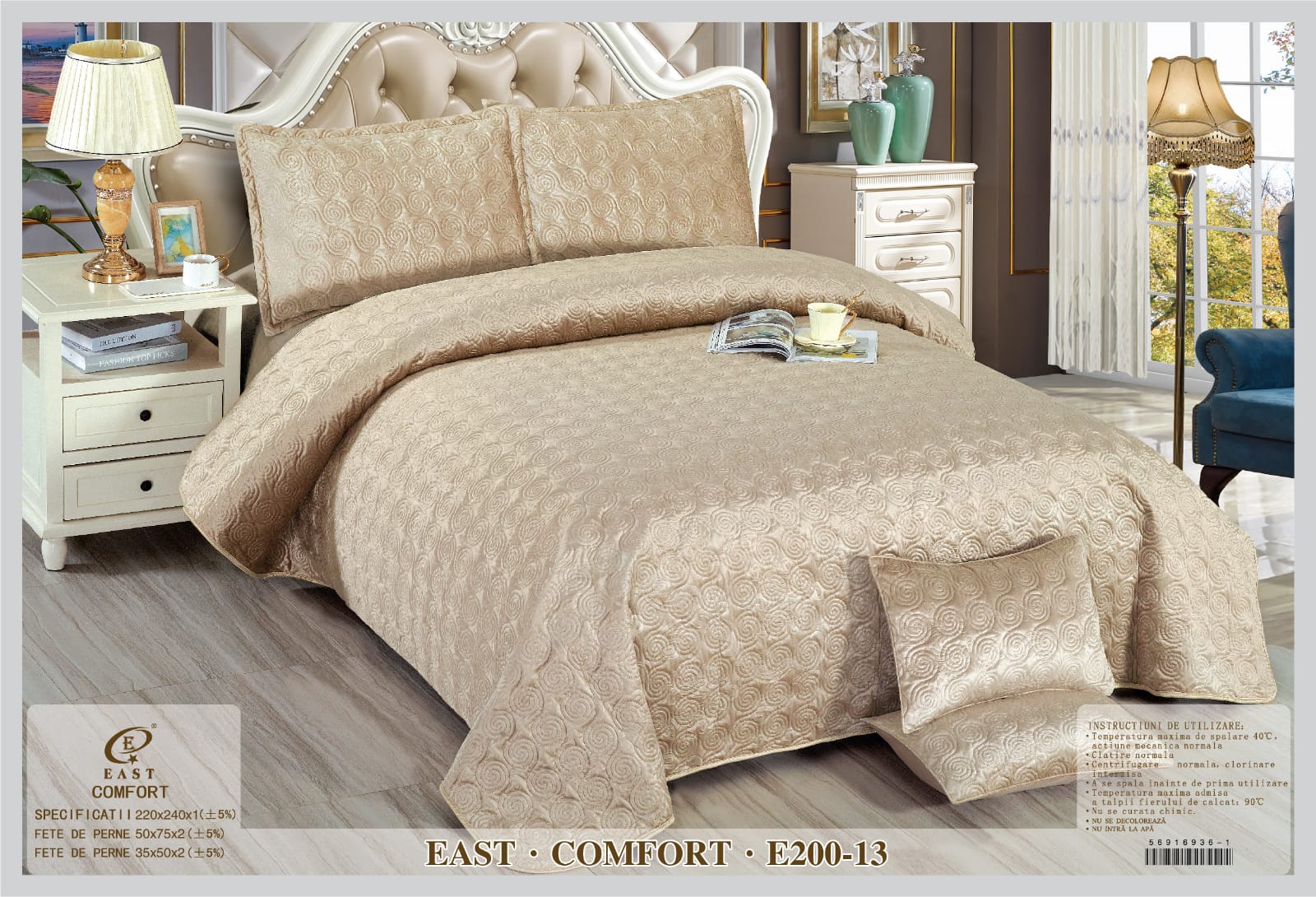 Cuvertura de pat de catifea Deluxe - 5 piese | 9393-CH