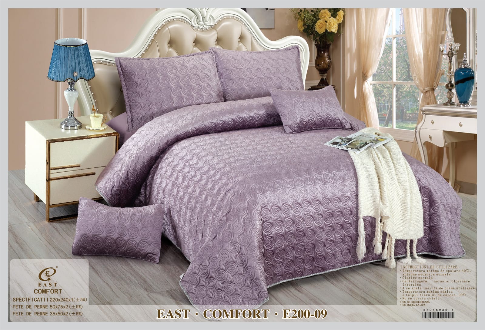 Cuvertura de pat de catifea Deluxe - 5 piese | 9390-CH