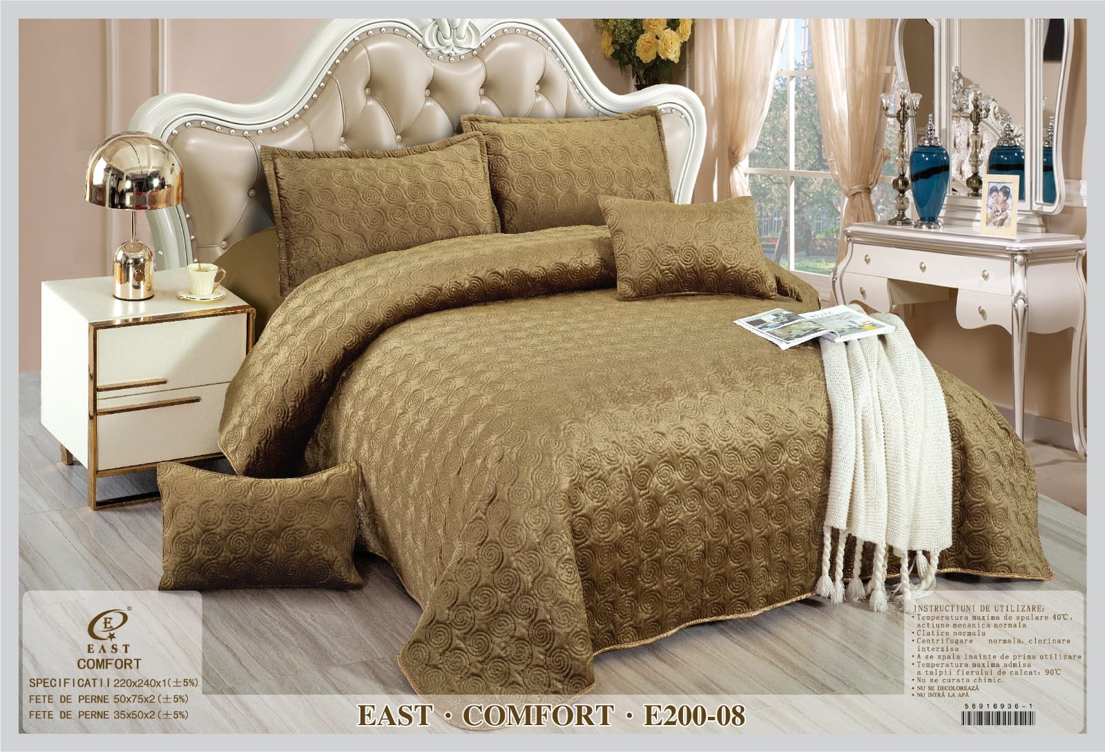 Cuvertura de pat de catifea Deluxe - 5 piese | 9389-CH
