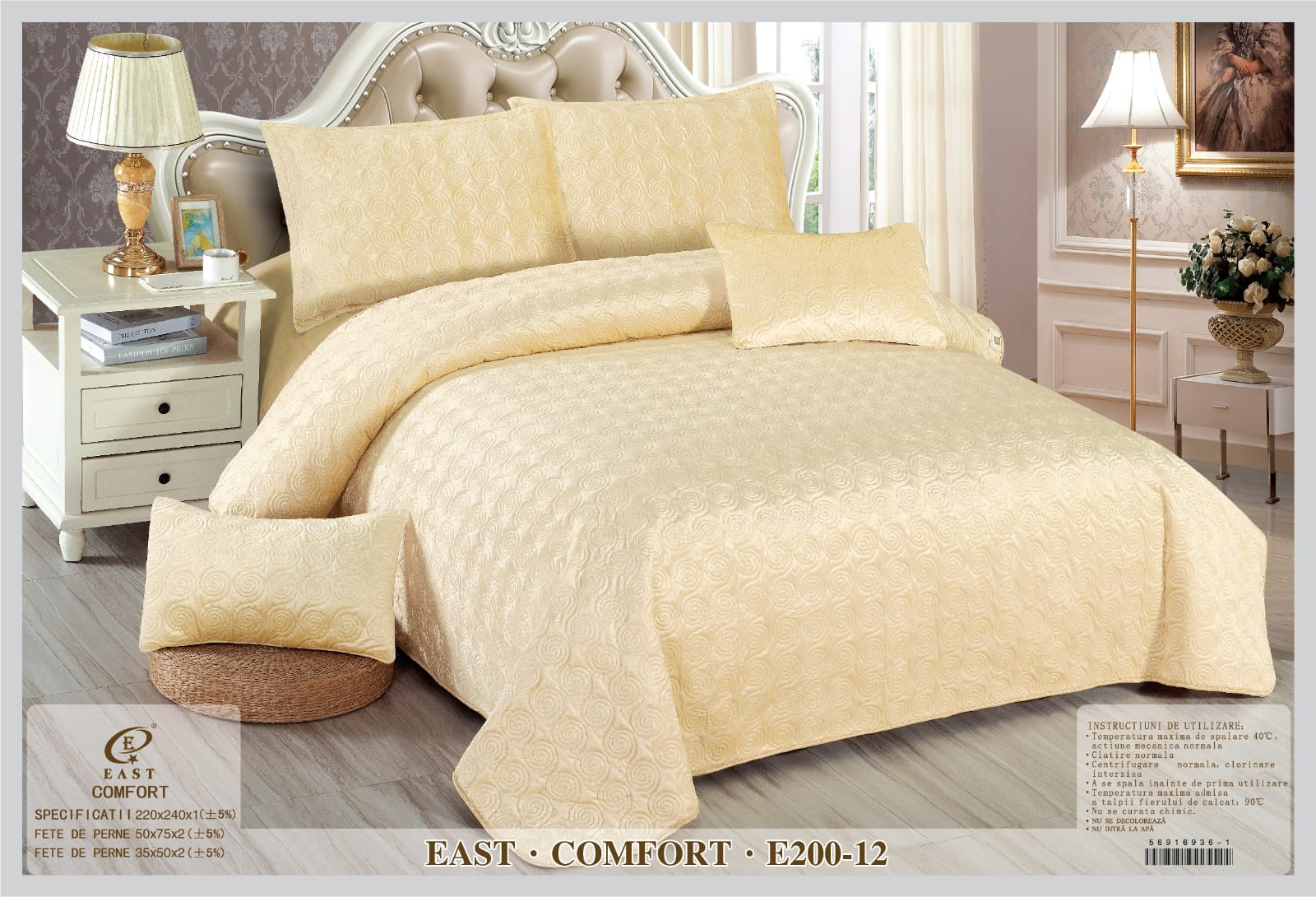 Cuvertura de pat de catifea Deluxe - 5 piese | 9391-CH