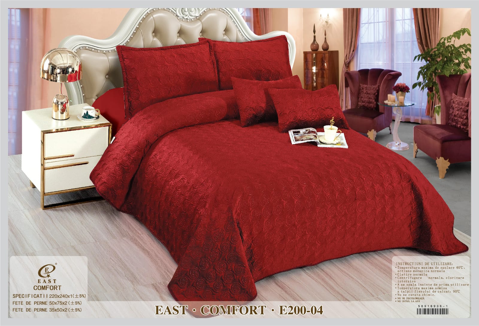 Cuvertura de pat de catifea Deluxe - 5 piese | 9386-CH