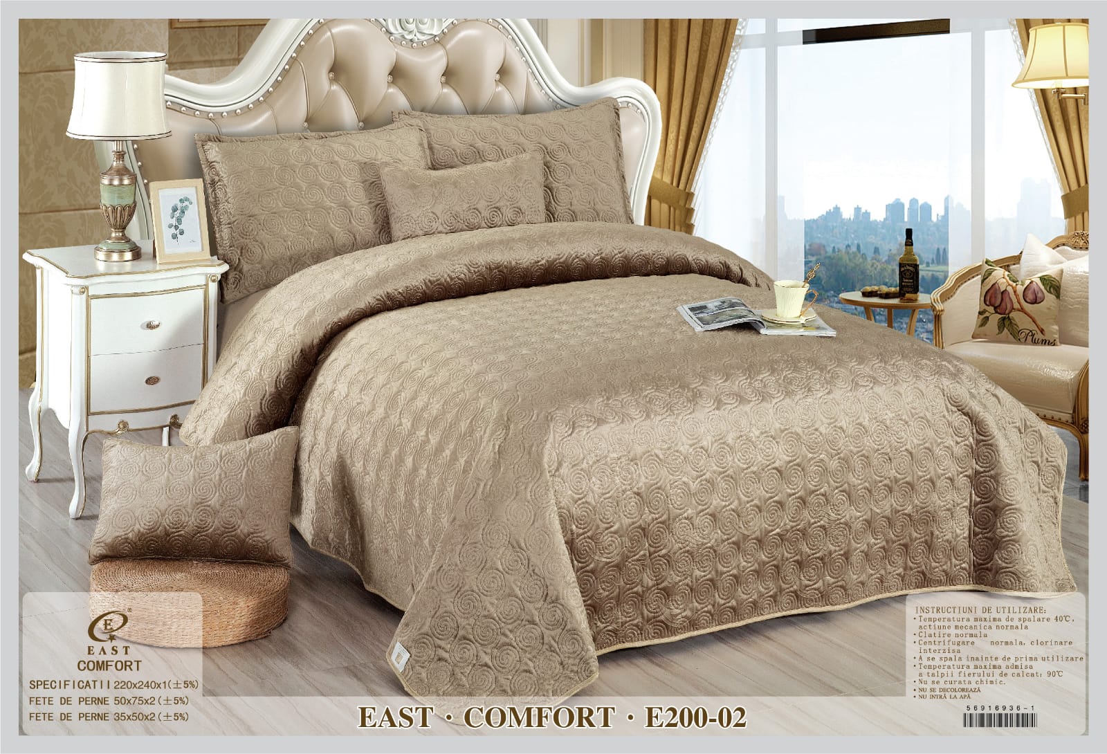 Cuvertura de pat de catifea Deluxe - 5 piese | 9384-CH