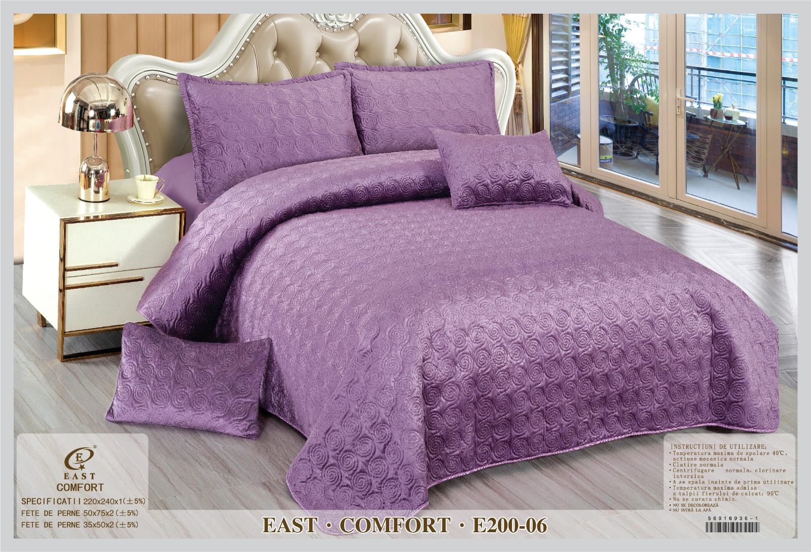Cuvertura de pat de catifea Deluxe - 5 piese | 9383-CH