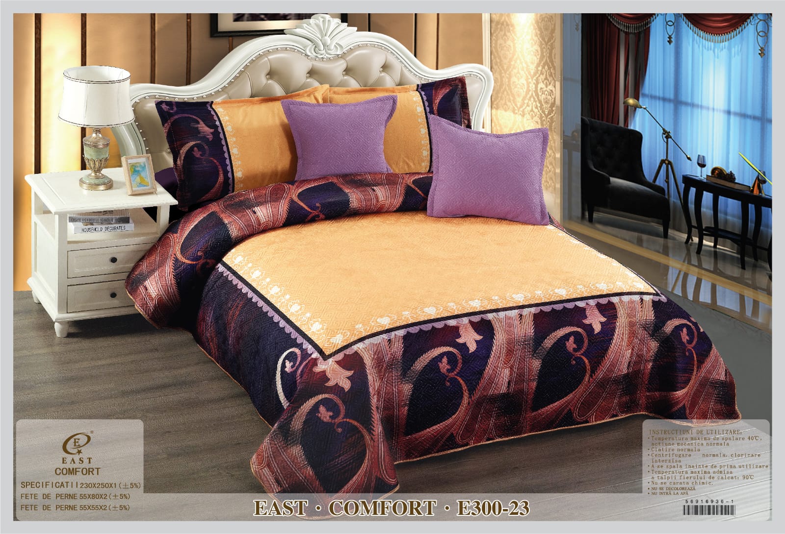 Cuvertura de pat de catifea Deluxe - 5 piese | 9421-CH