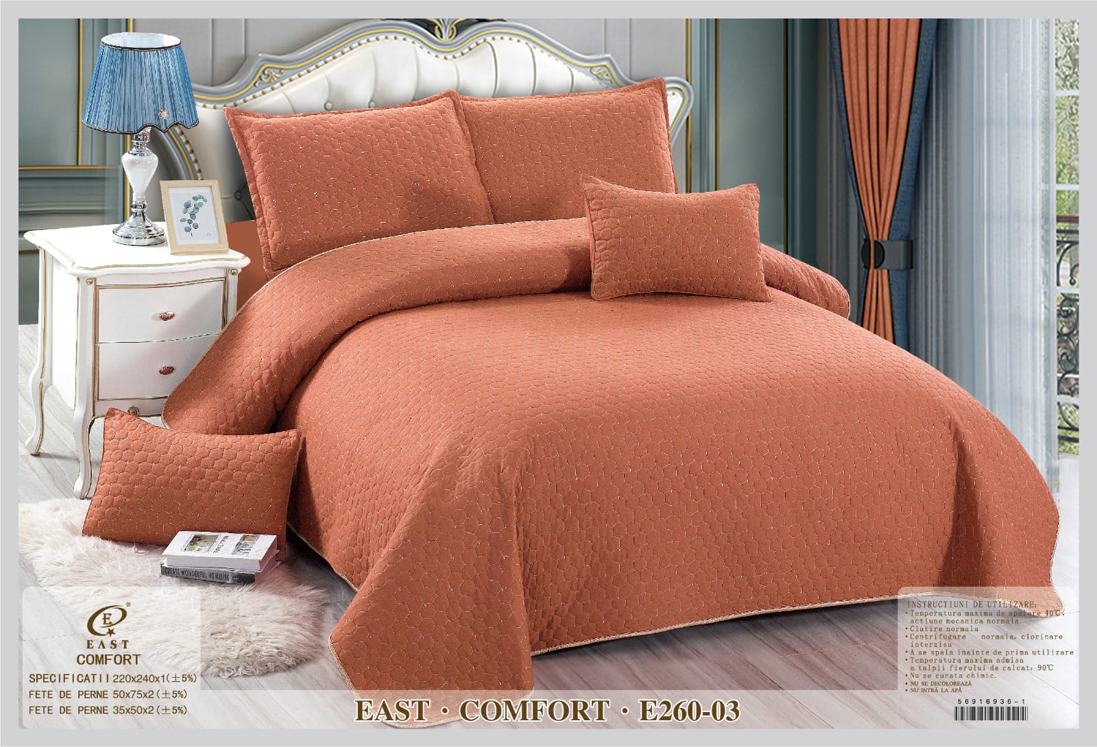 Cuvertura de pat de bumbac - uni - 5 piese | 9426-CH