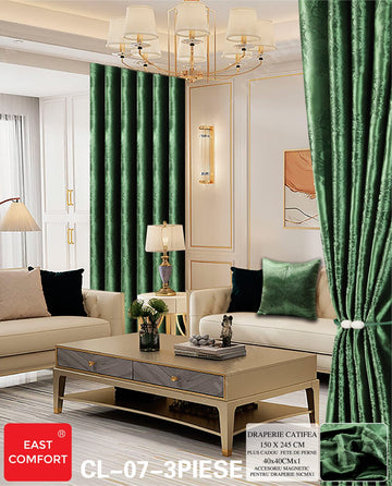 Draperie imprimata catifea ( accesoriu magnetic + o fata de perna ) - 3 piese | 9579