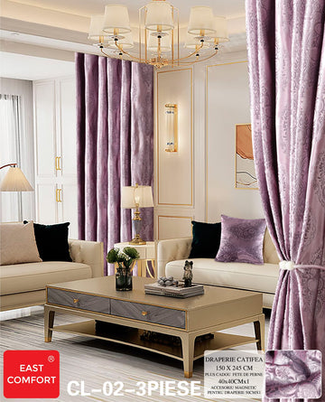 Draperie imprimata catifea ( accesoriu magnetic + o fata de perna ) - 3 piese | 9574