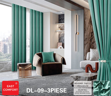 Draperie tricot uni ( accesoriu magnetic + o fata de perna ) - 3 piese | 9589