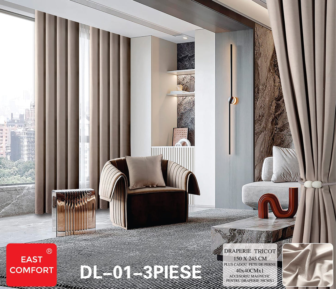 Draperie tricot uni ( accesoriu magnetic + o fata de perna ) - 3 piese | 9588