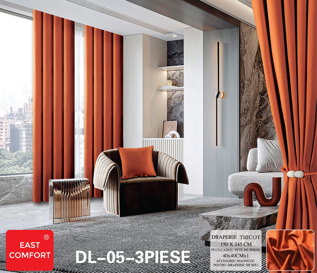 Draperie tricot uni ( accesoriu magnetic + o fata de perna ) - 3 piese | 9585