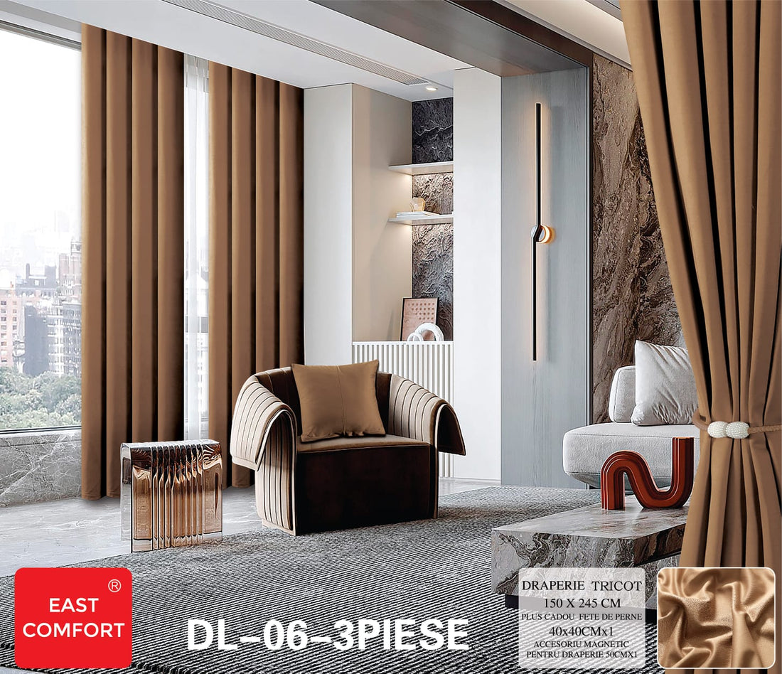 Draperie tricot uni ( accesoriu magnetic + o fata de perna ) - 3 piese | 9582