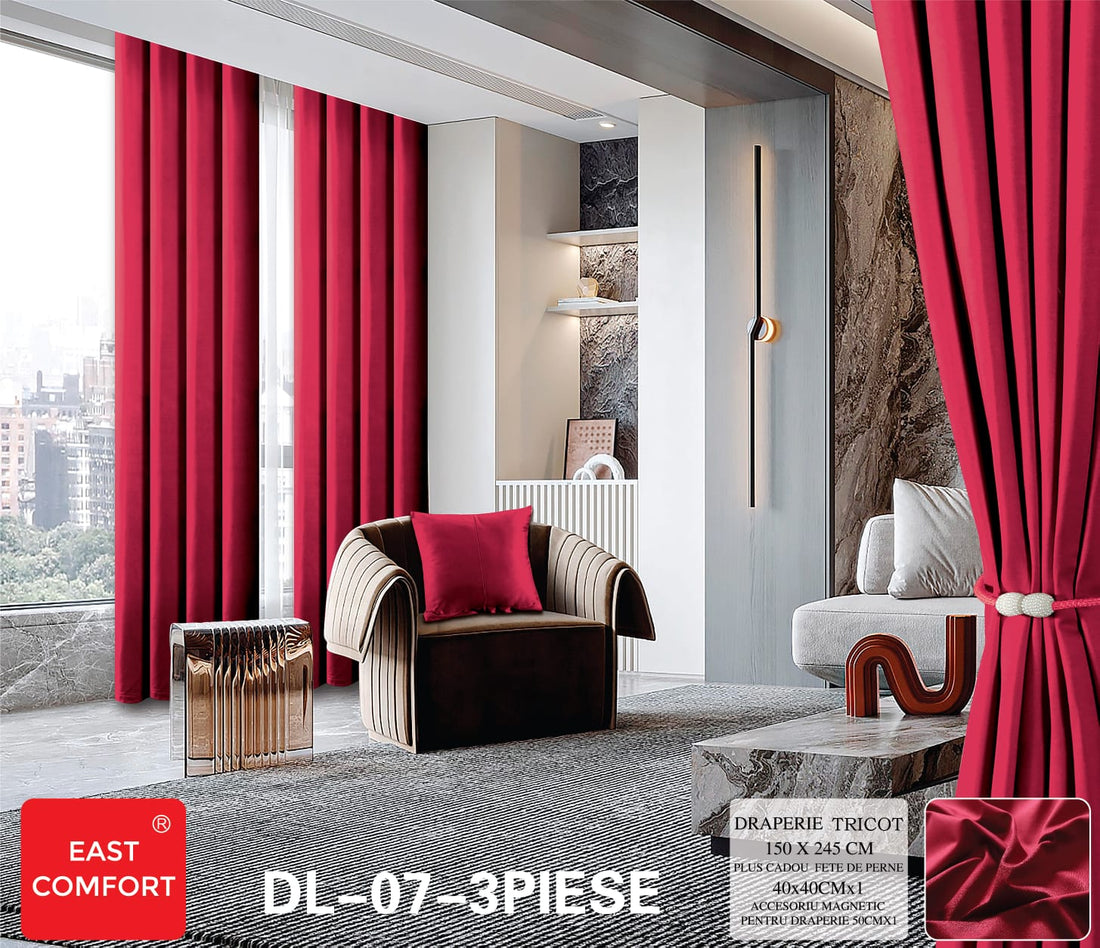 Draperie tricot uni ( accesoriu magnetic + o fata de perna ) - 3 piese | 9583