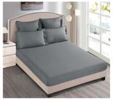 Lenjerie de pat bumbac cu inimi Brodate, cu elastic - 6 piese | 9861-C