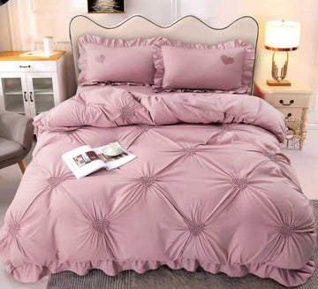 Lenjerie de pat bumbac cu inimi brodate - 4 piese | 9854-CH