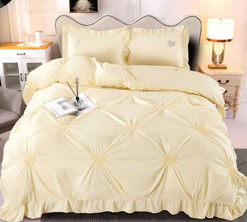 Lenjerie de pat bumbac cu inimi brodate - 4 piese | 9857-CH