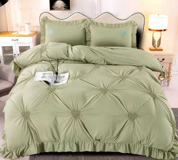 Lenjerie de pat bumbac cu inimi brodate - 4 piese | 9858-CH