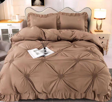 Lenjerie de pat bumbac cu inimi brodate - 4 piese | 9856-CH