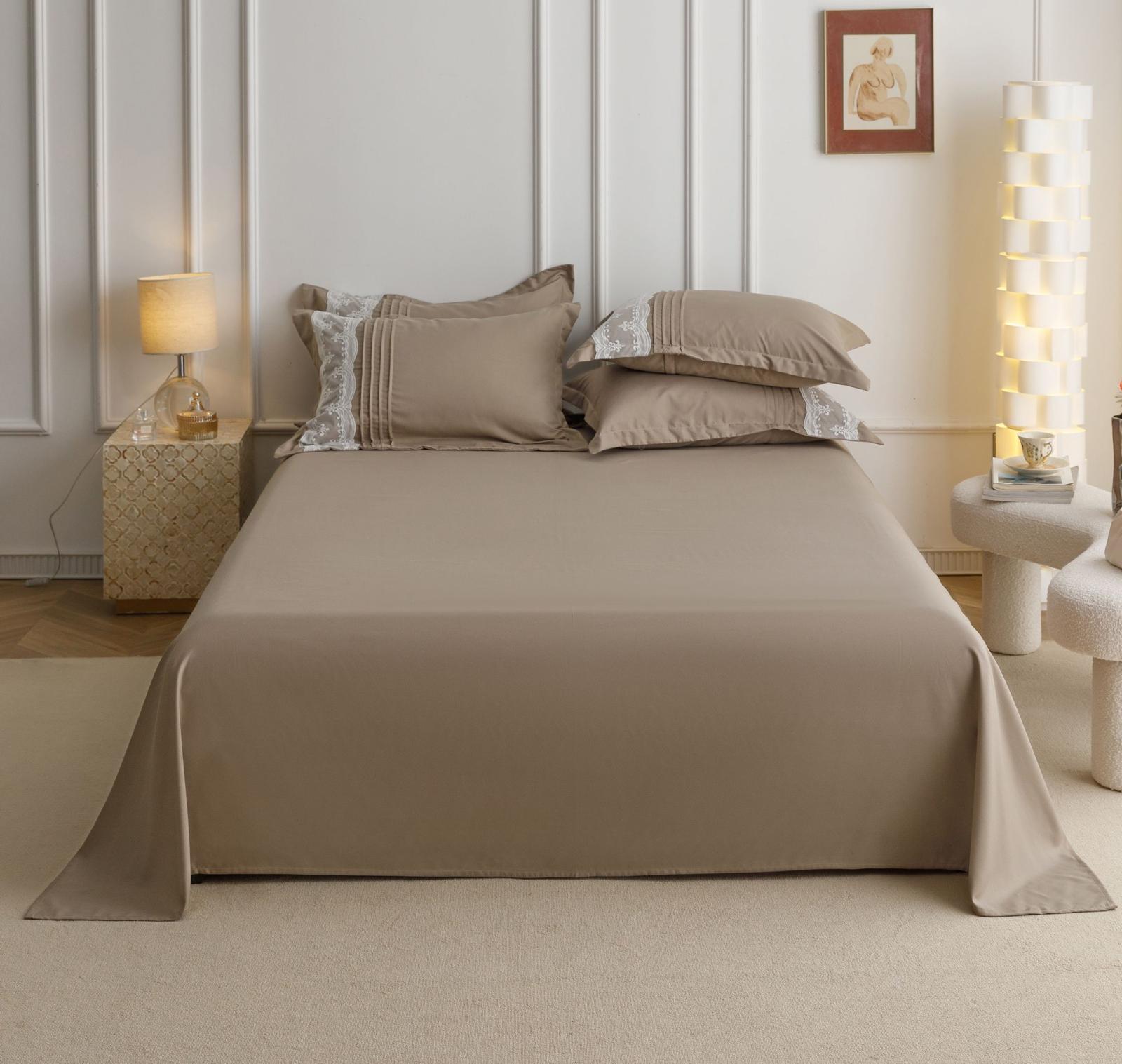 Lenjerie de pat finet cu inimi brodate - 6 piese | 9934-J