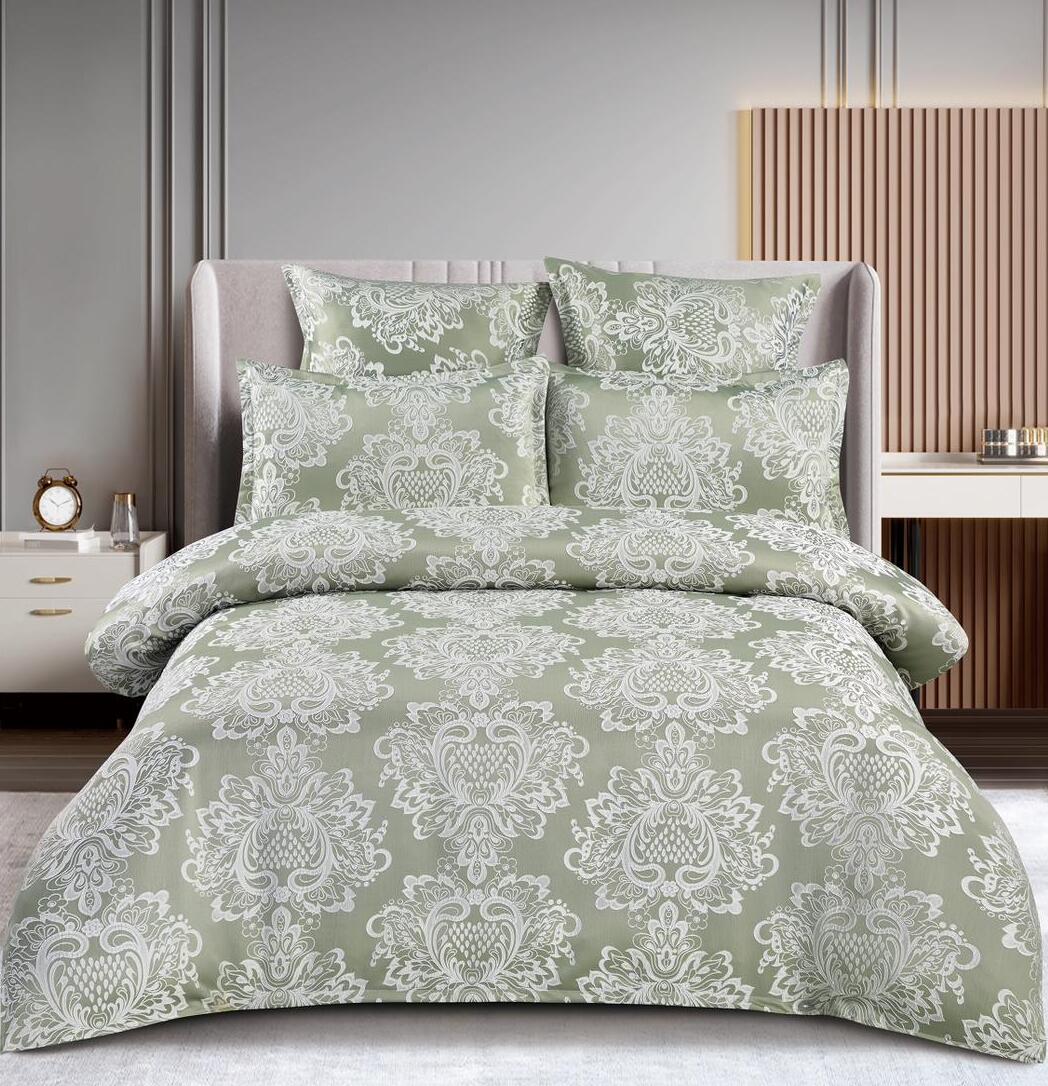 Lenjerie de pat 100% bumbac jacquard cu elastic – 6 piese | 10003-C