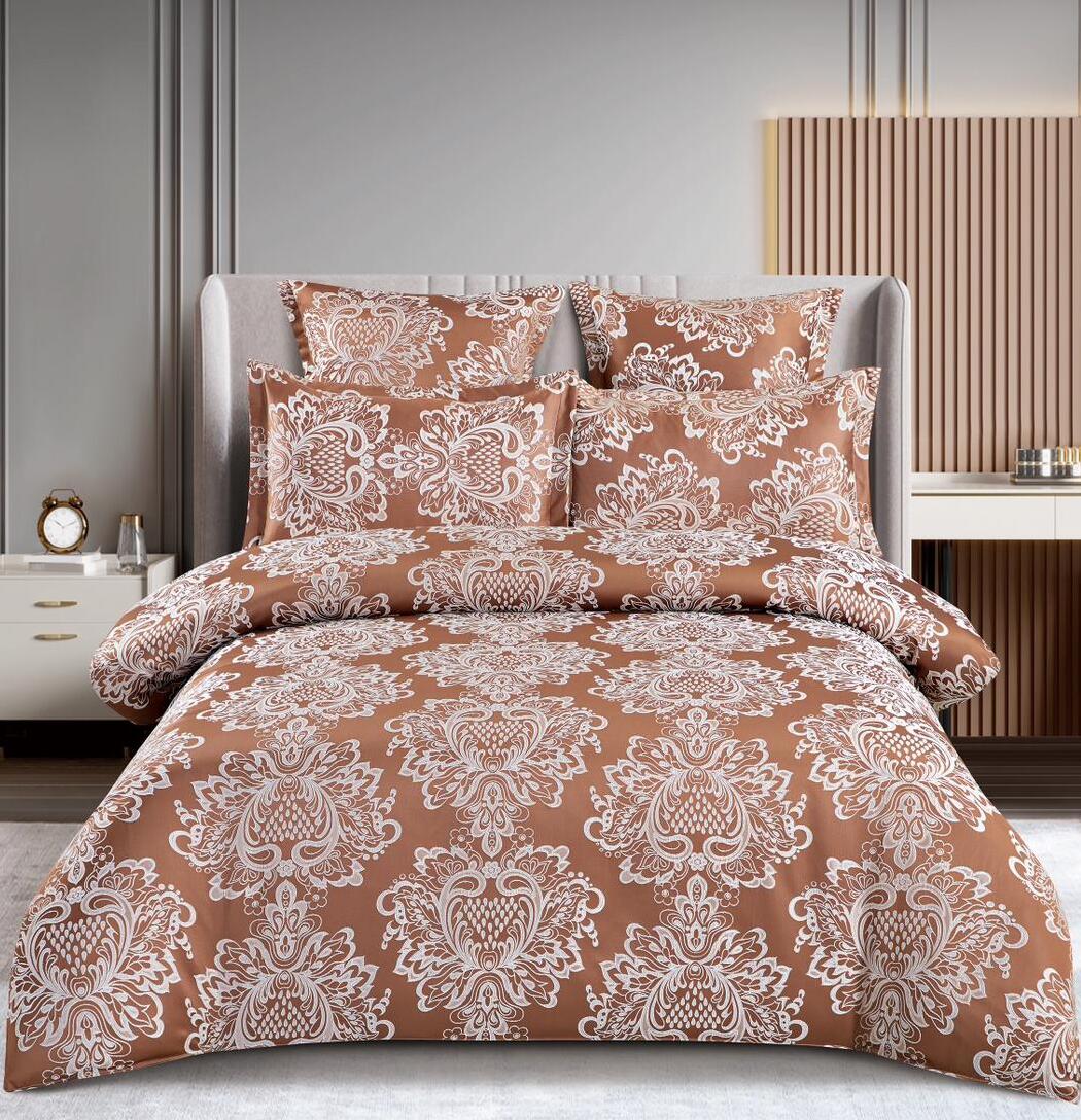 Lenjerie de pat 100% bumbac jacquard cu elastic – 6 piese | 10091-C