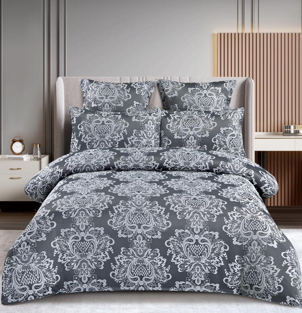 Lenjerie de pat 100% bumbac jacquard cu elastic – 6 piese | 10089-C
