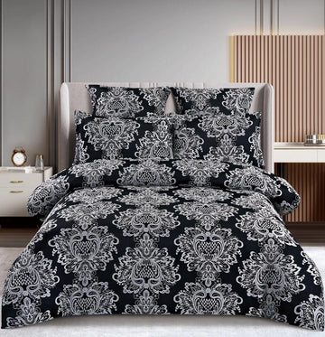 Lenjerie de pat 100% bumbac jacquard cu elastic – 6 piese | 10090-C