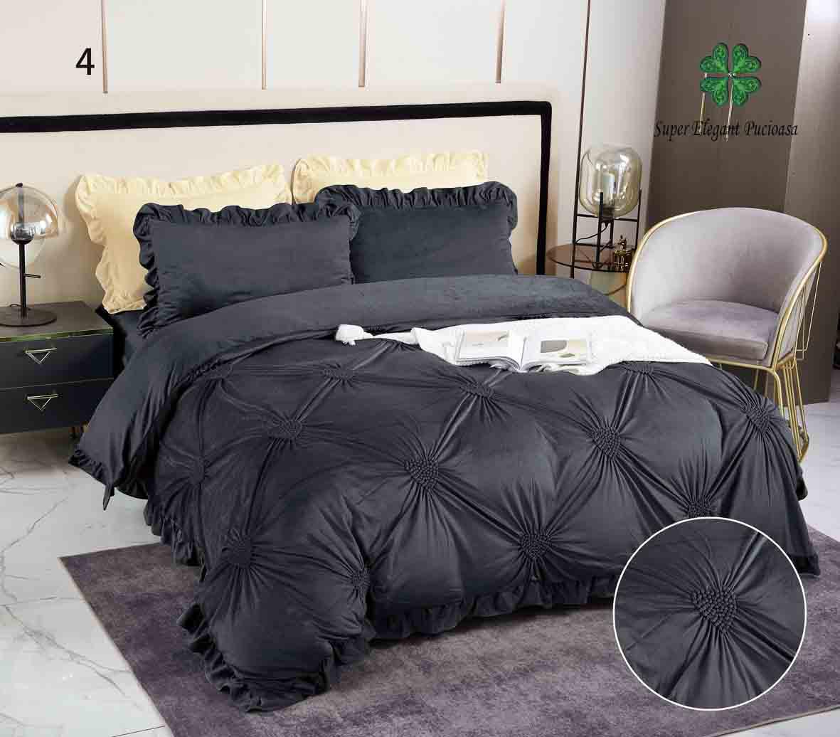 Lenjerie de pat catifea Premium - 4 piese | 10691-SE