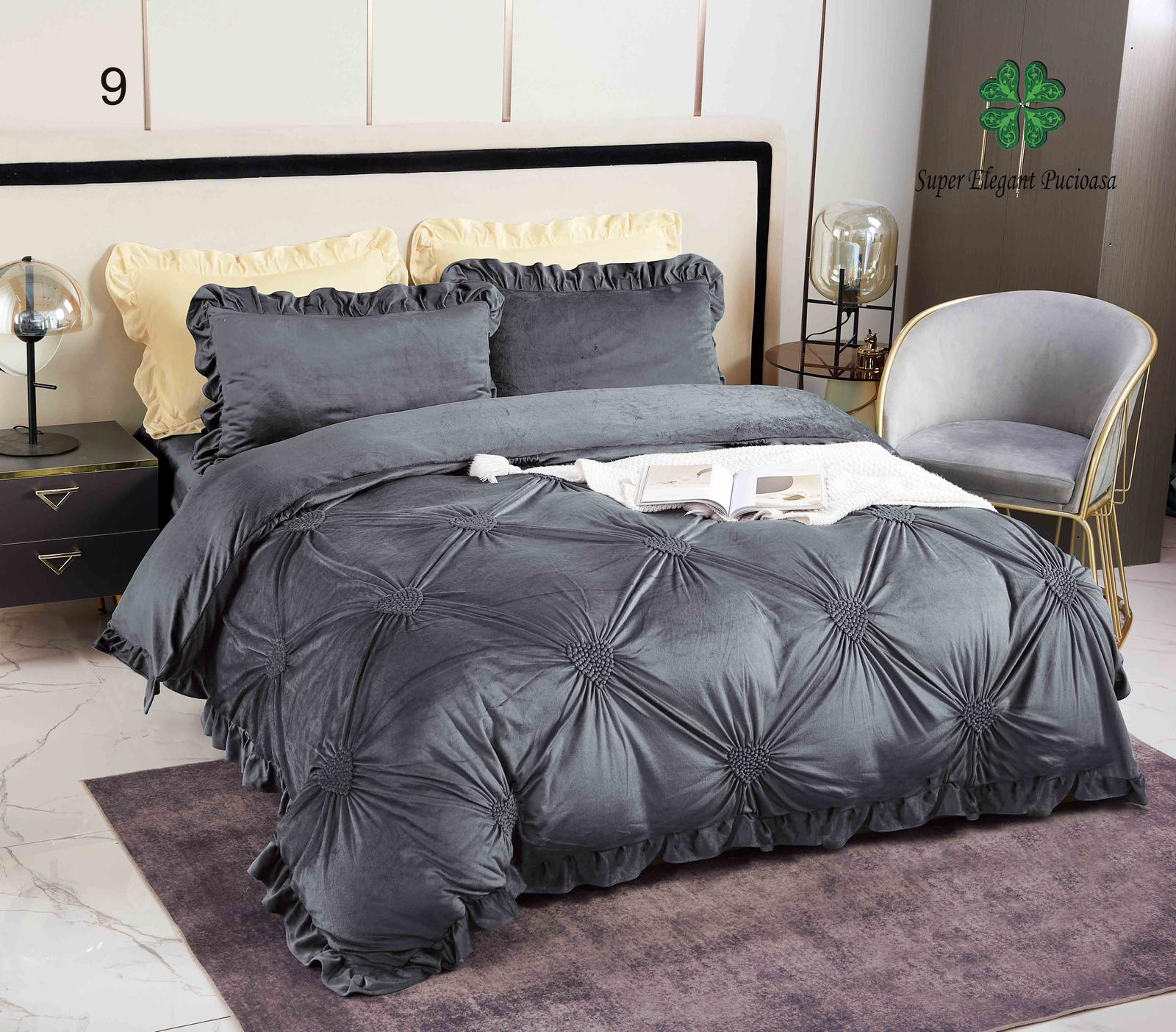 Lenjerie de pat catifea Premium - 4 piese | 10688-SE