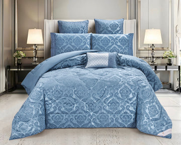 Set lenjerie de pat bumbac Jacquard + Pilota Jacquard + Perna - 7 piese | 10995-J