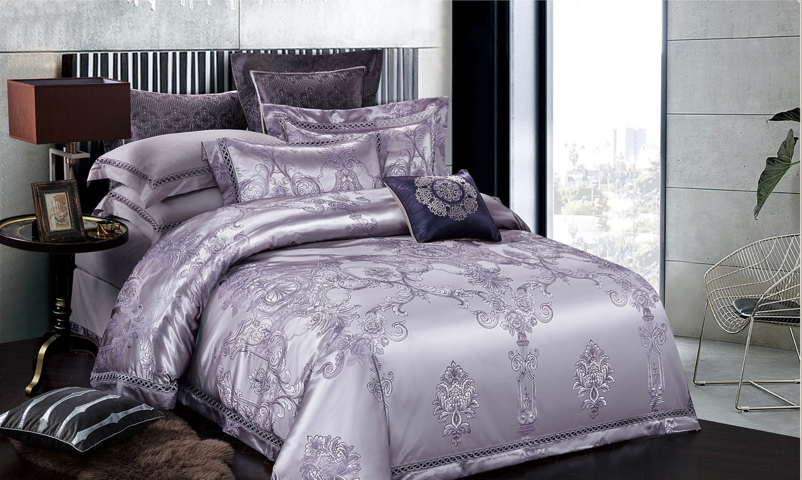 Lenjerie de pat Jacquard bumbac 100% - 6 piese | 12179-V