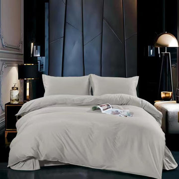 Lenjerie de Pat Gri 100% Bumbac 4 Piese, Elegantă și Confortabilă, 200x230 cm – 12206-CA