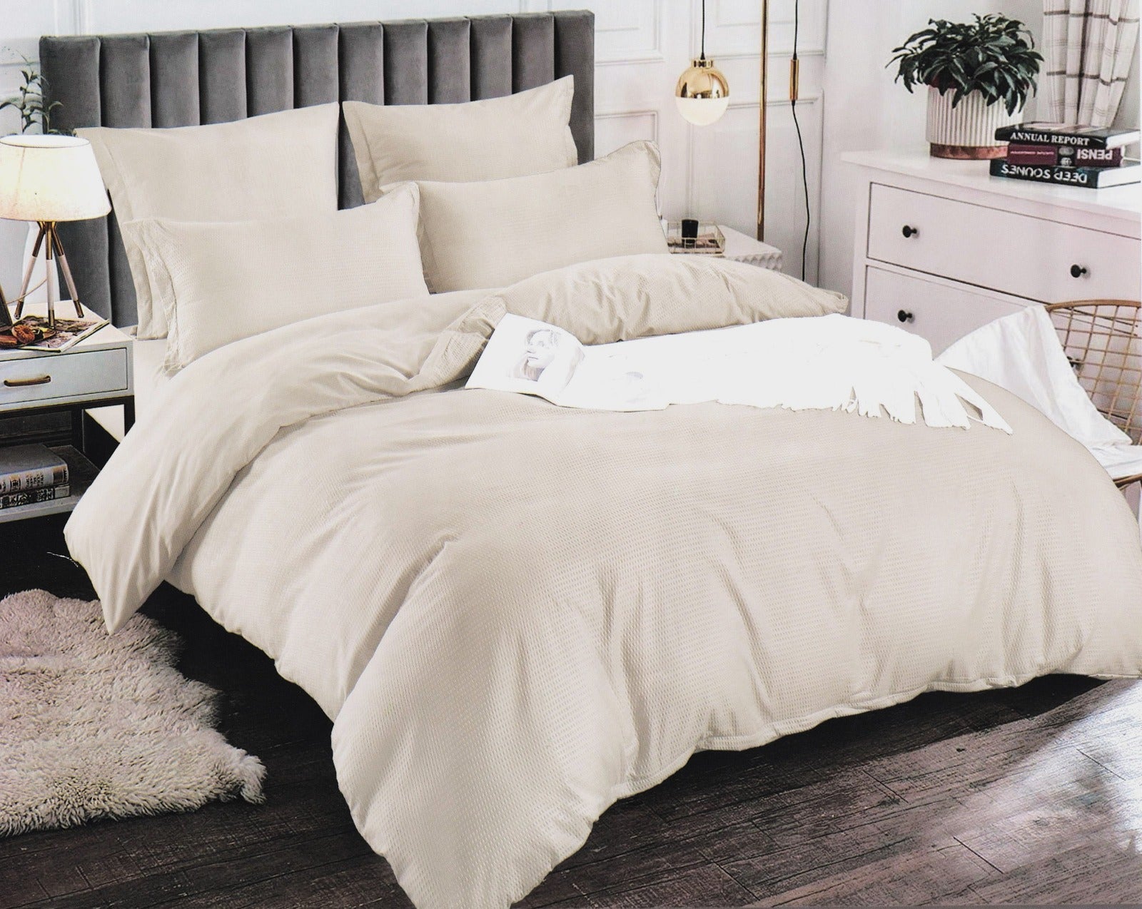 Lenjerie de pat bumbac finet creponat Premium – 6 piese | 13297-D