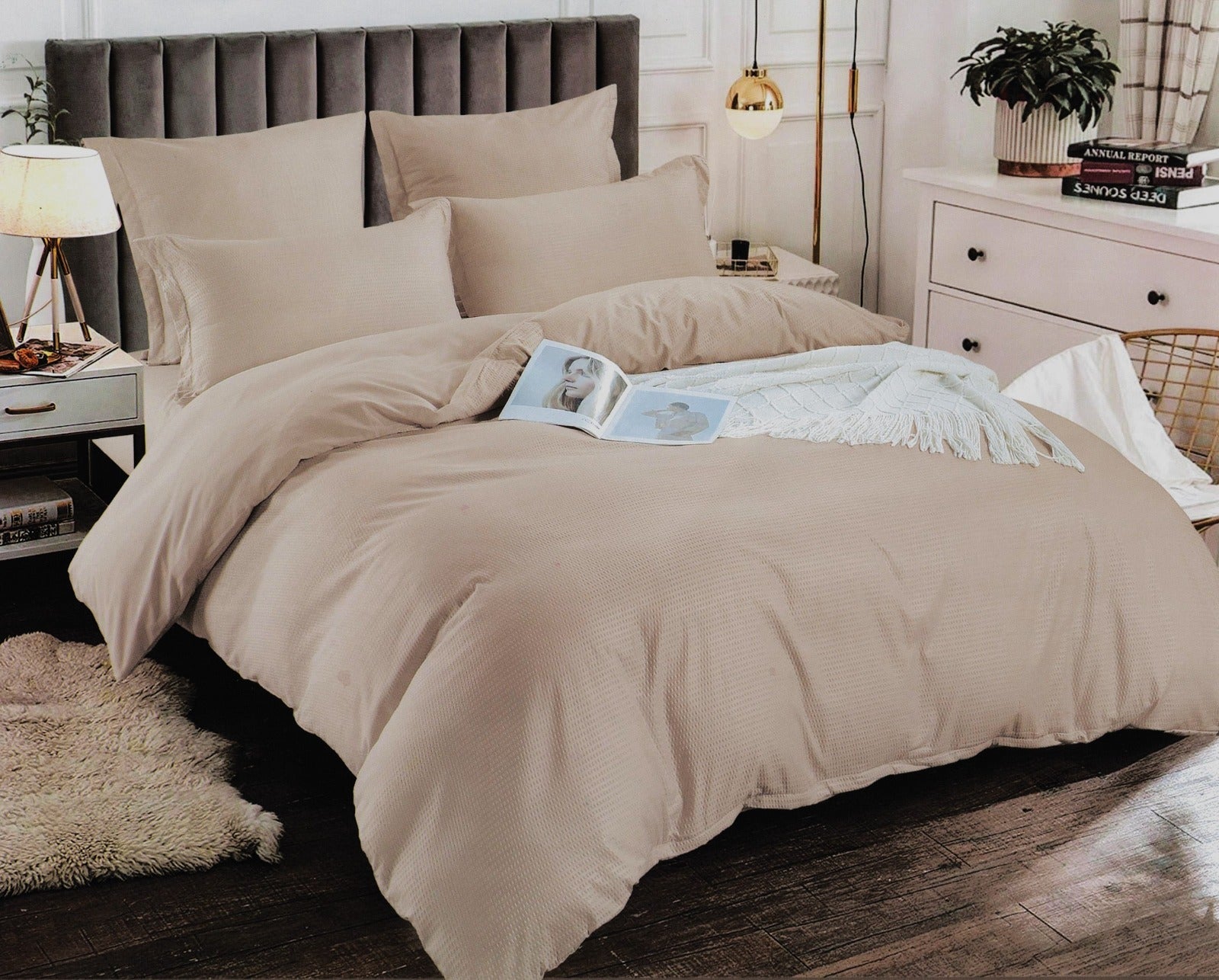 Lenjerie de pat bumbac finet creponat Premium – 6 piese | 13292-D
