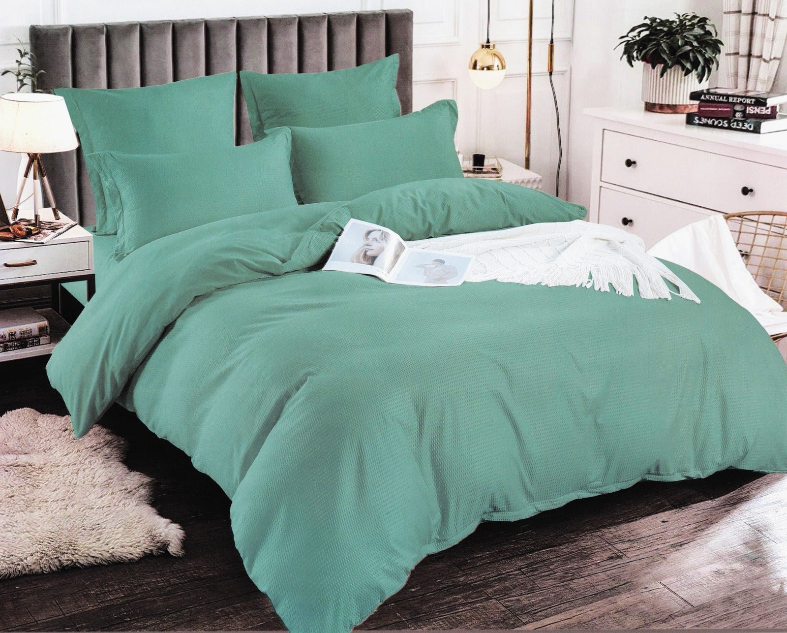 Lenjerie de pat bumbac finet creponat Premium – 6 piese | 13284-D