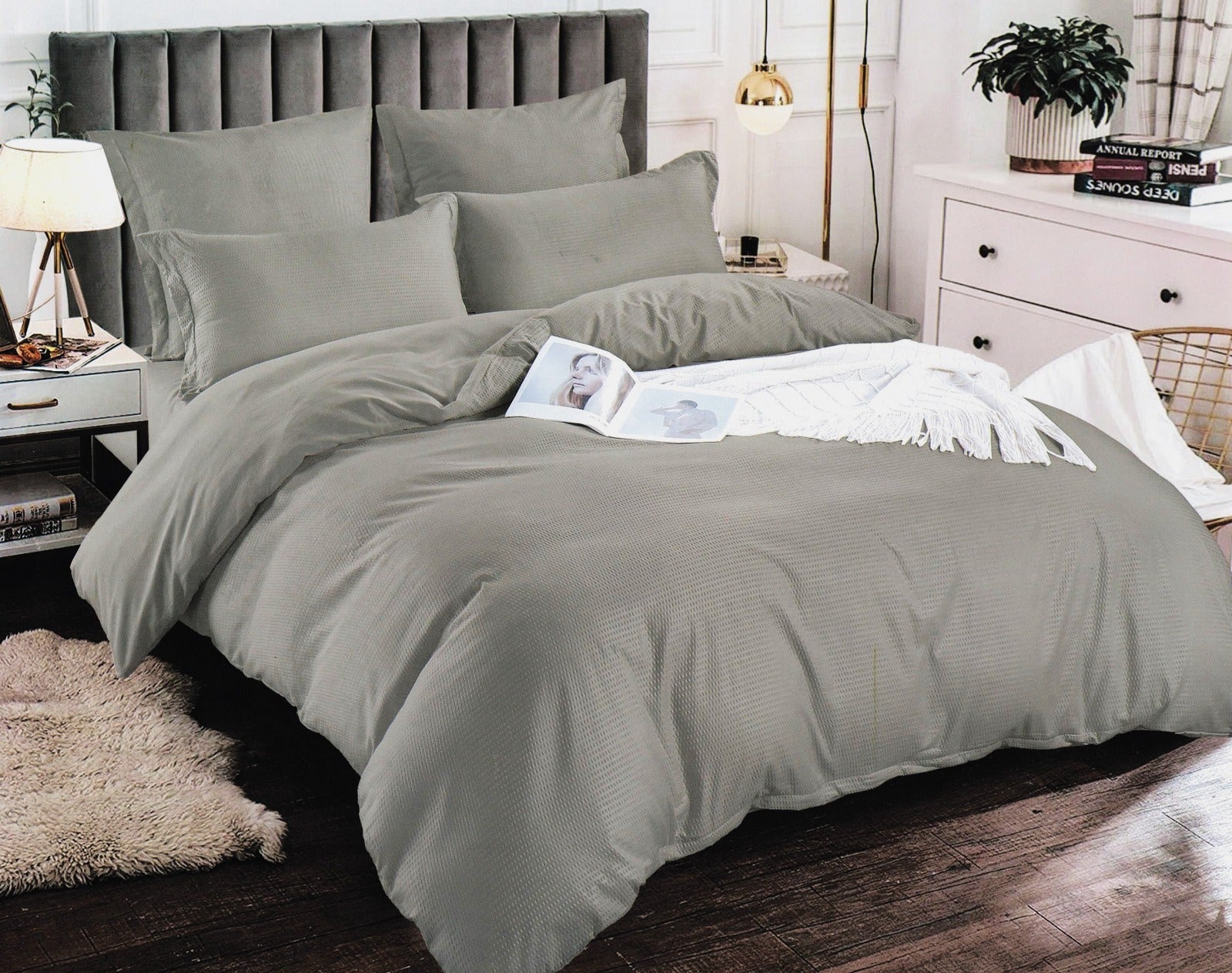 Lenjerie de pat bumbac finet creponat Premium – 6 piese | 13283-D