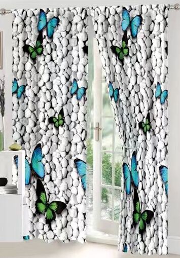 Lenjerie de pat bumbac finet cu elastic – 6 piese + 2 Draperii | 13918-C