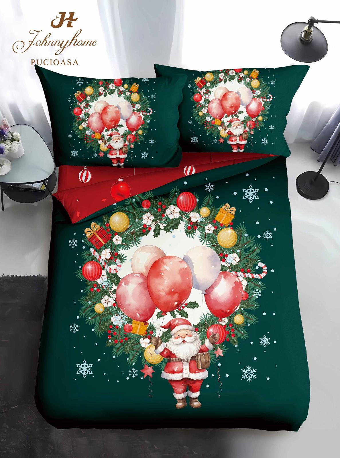 Lenjerie de pat finet 1 persoana Craciun – 4 piese | 14189-C