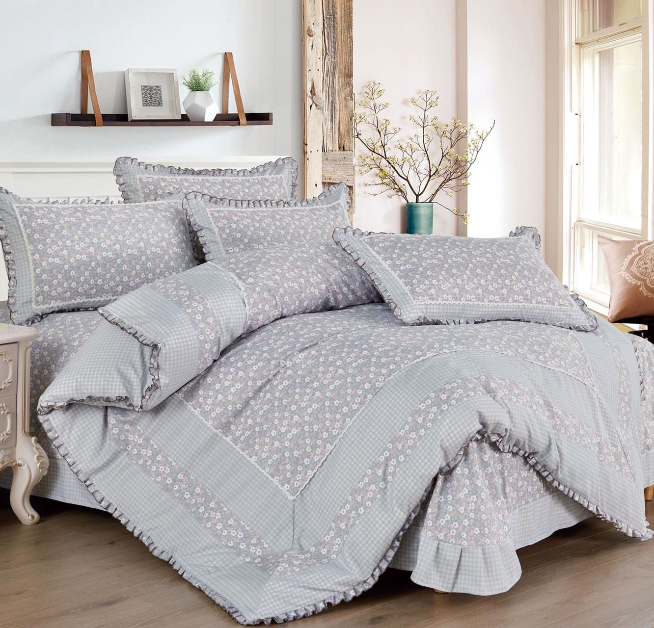 Lenjerie de pat 100% bumbac Brodat - 4 piese | 14318-VH