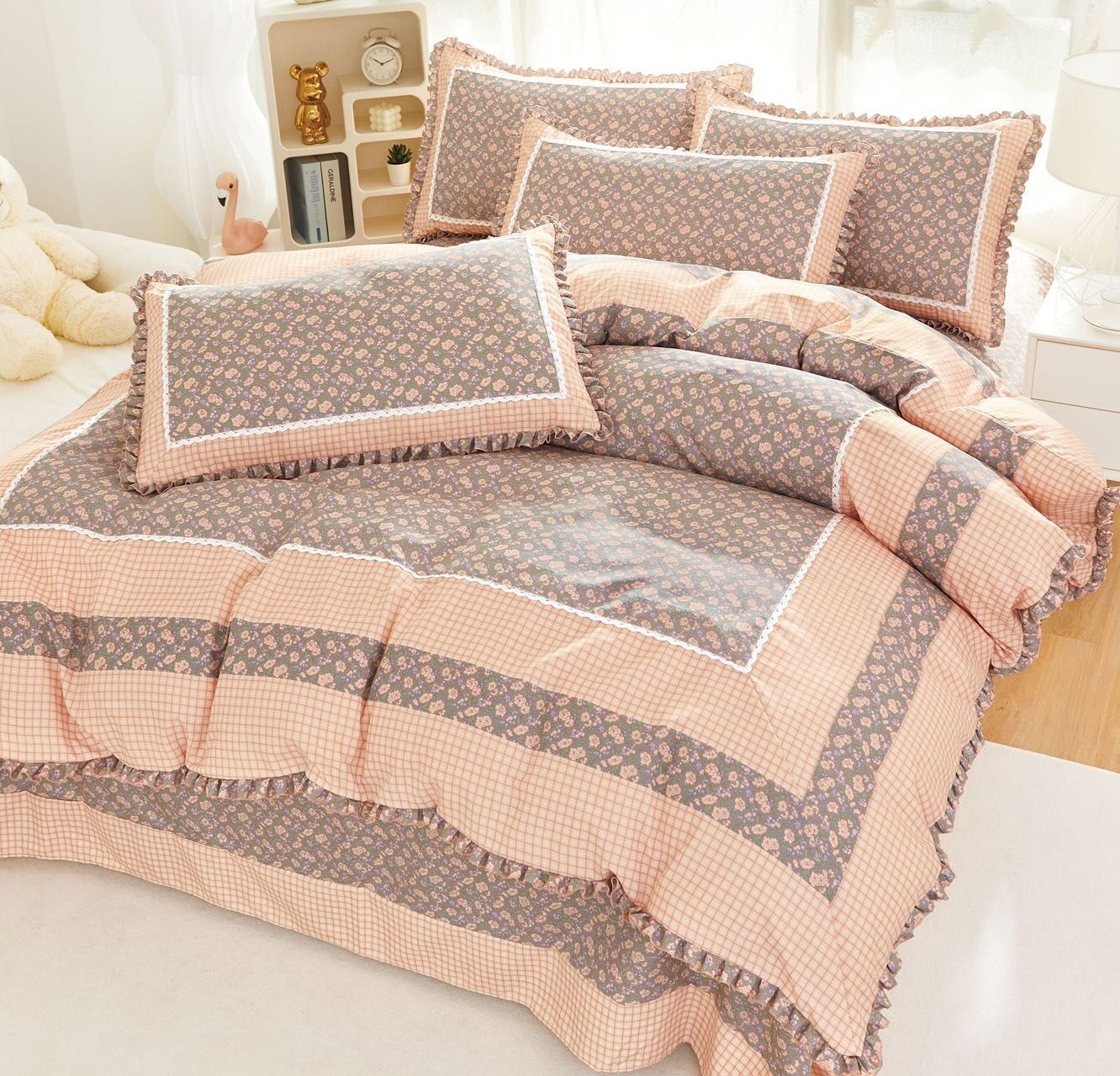 Lenjerie de pat 100% bumbac Brodat - 4 piese | 14317-VH