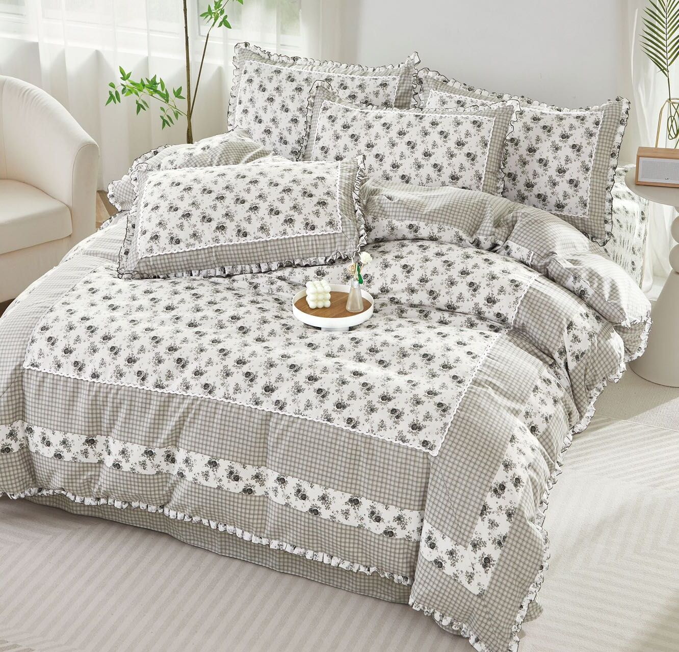 Lenjerie de pat 100% bumbac Brodat - 4 piese | 14309-VH