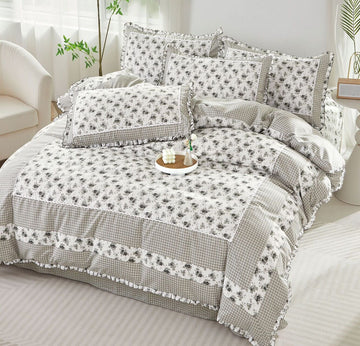 Lenjerie de pat 100% bumbac Brodat - 4 piese | 14309-VH